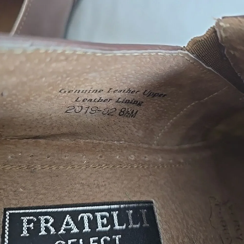 Fratelli Select Men's Warm Brown Leather Loafers Strap and Buckle Size 8.5 M
